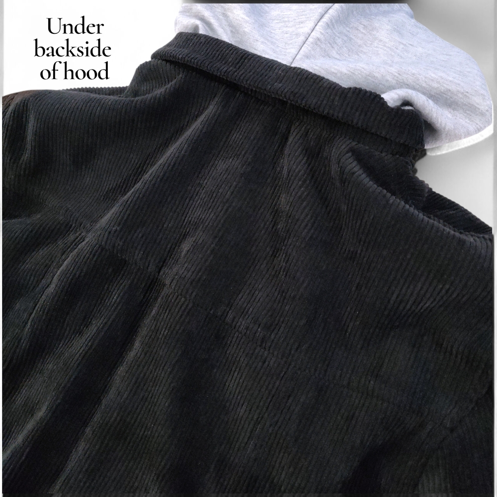 Men's Black Corduroy Jacket with Hood Size XS - Picture 8 of 11